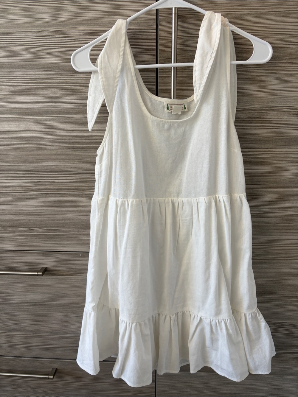 Love Riche White Tie-Shoulder Tiered Sundress